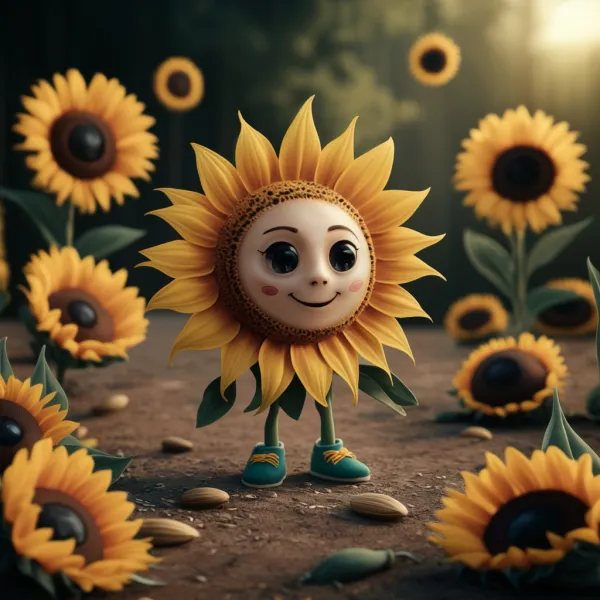 Cheerful Whimsical Sunflower