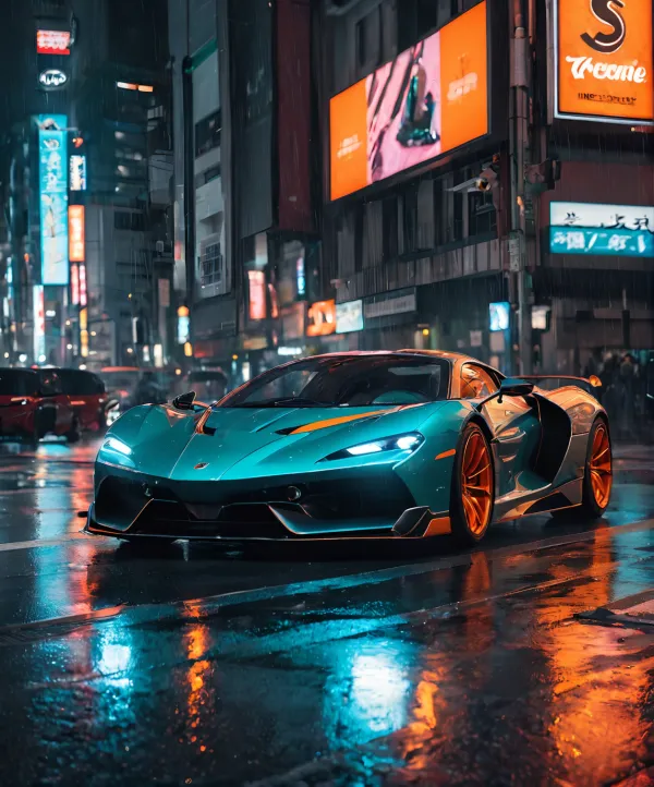 Neon Racer At Night