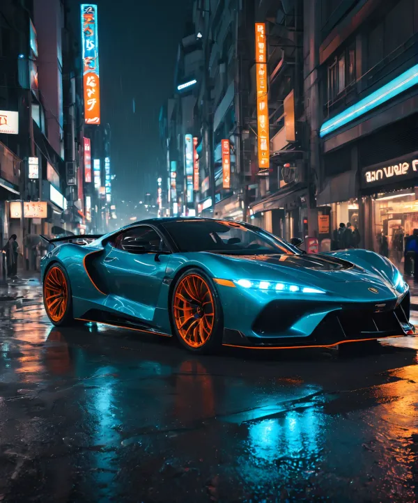 Neon Cyberpunk Sports Car