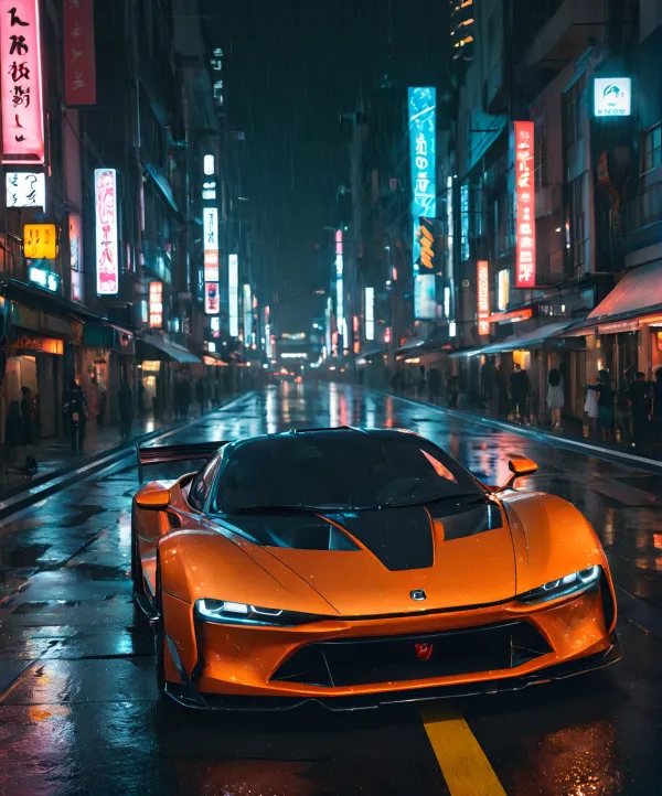 Neon Sports Car