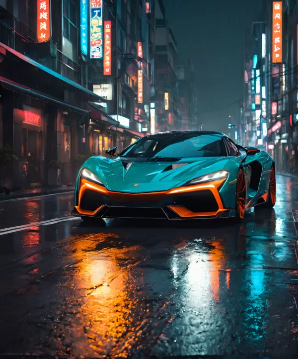 Futuristic Neon Sports Car