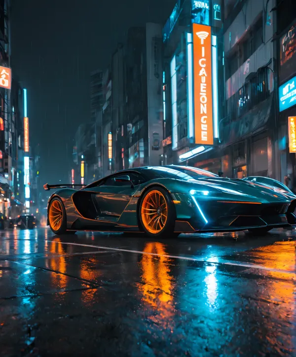 Neon Sports Car Night