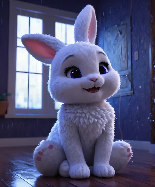 Cute Joyful Fluffy Bunny