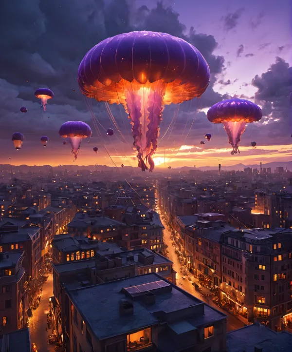 Mystical Glowing Surreal Cityscape