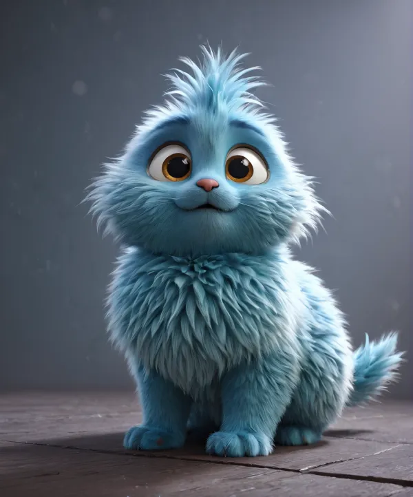 Playful Blue Fluffy Creature