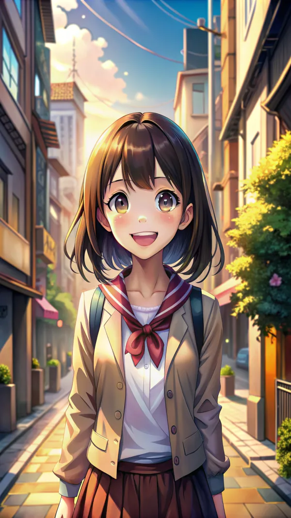 Cheerful Urban Schoolgirl