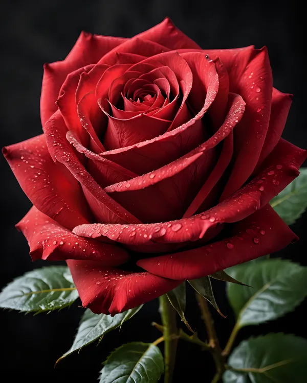 Elegant Dewy Red Rose