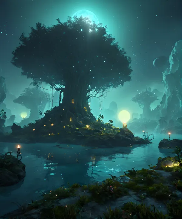 Ethereal Moonlit Tree