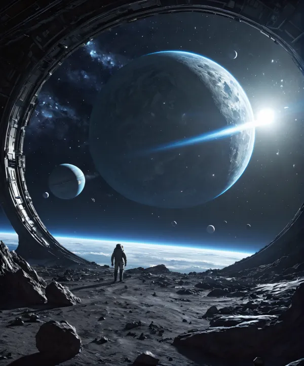 Lone Astronaut Contemplates Cosmos