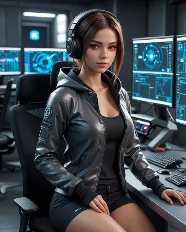 Confident Cyberpunk Operator