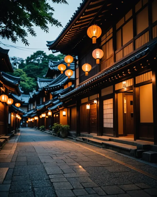 Serene Twilight Lantern Street