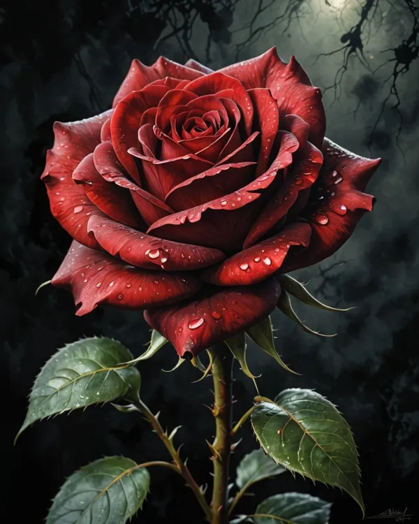 Moody Red Rose