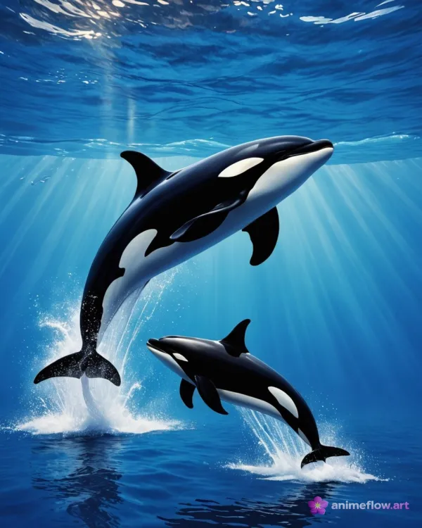 Orcas Leaping Serenity