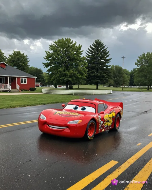 Playful Red Car Fantasy