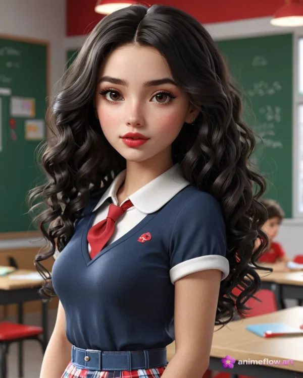 Playful Calm School Girl