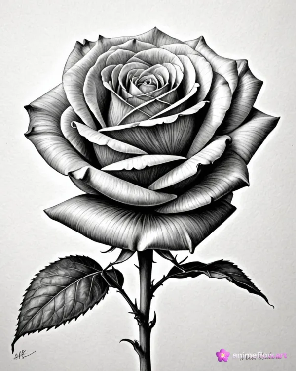 Intricate Monochrome Rose Elegance