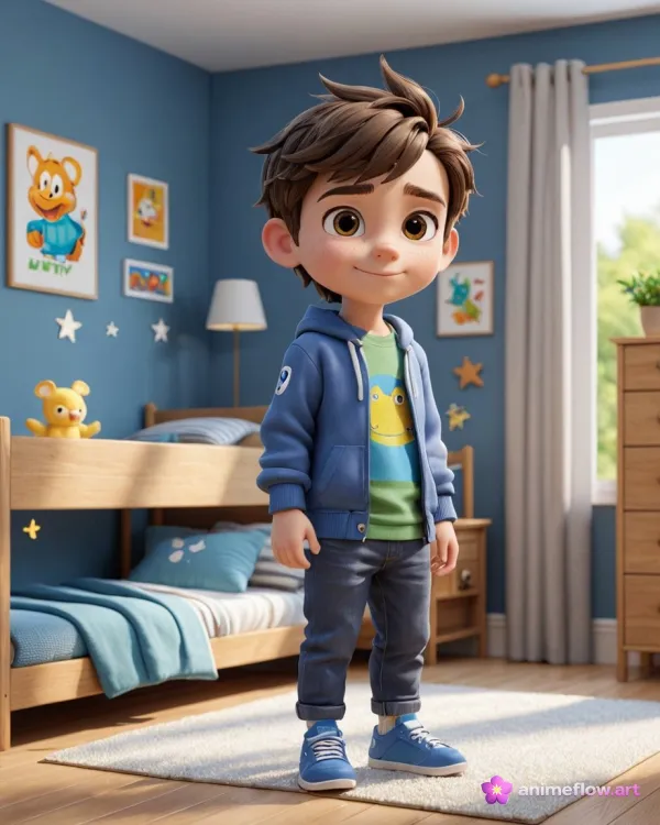 Playful Animated Boy