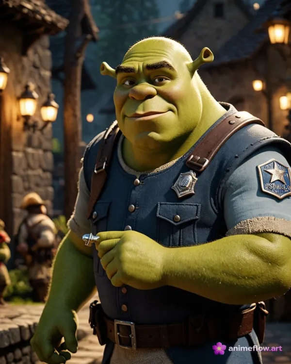 Confident Green Ogre Police