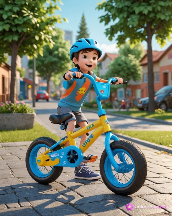 Joyful Boy on Bike