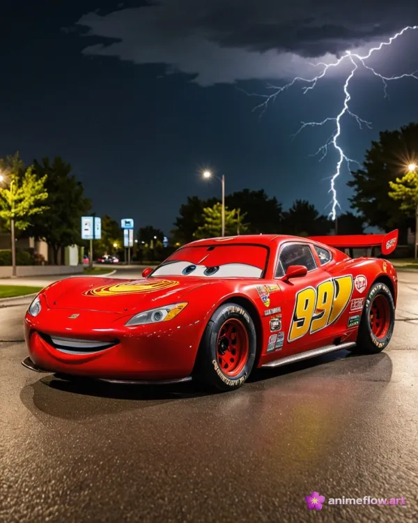 Playful Dynamic Red Car