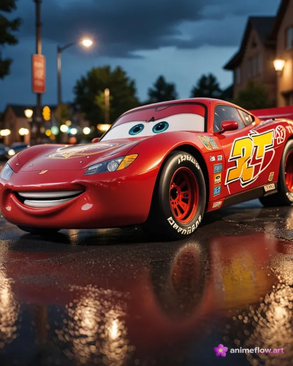 Cheerful Red Race Car