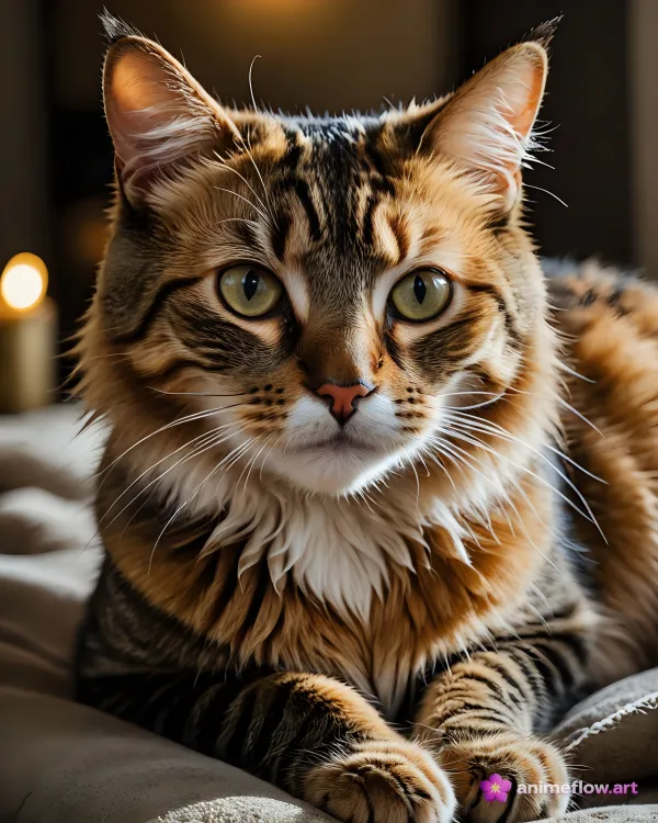 Cozy Tabby Cat Closeup