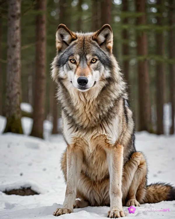 Serene Majestic Snowy Wolf