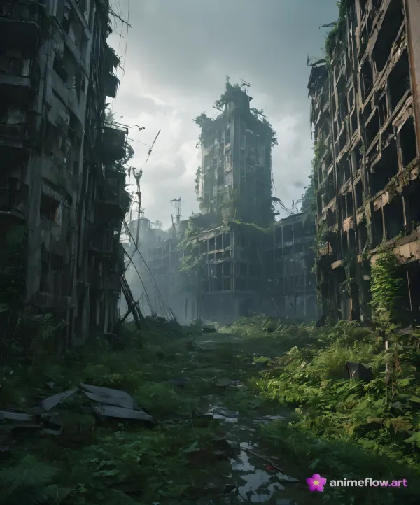 Desolate Overgrown Cityscape