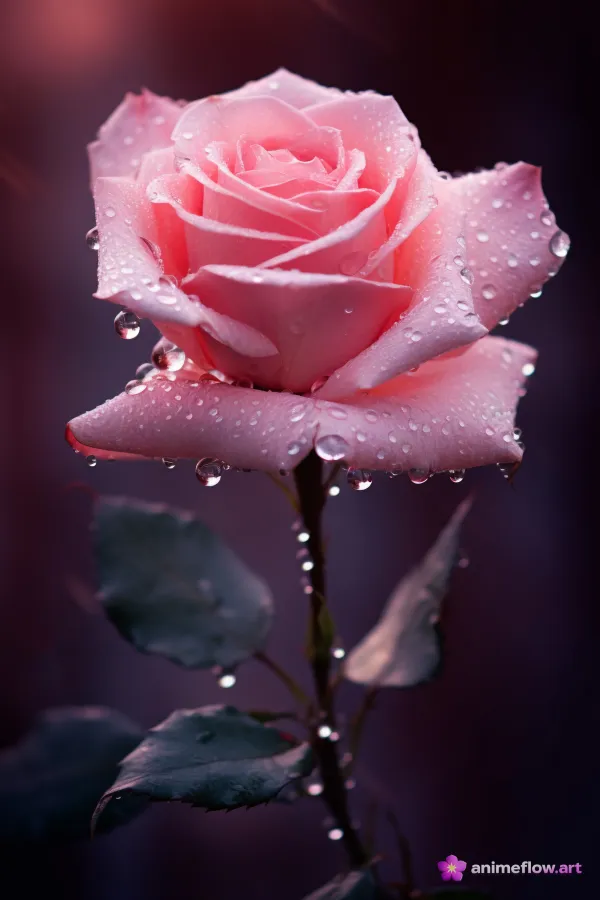 Delicate Pink Rose Dewdrops