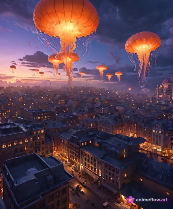 Dreamy Mystical Cityscape
