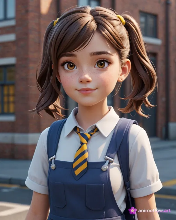 Cheerful Wholesome Schoolgirl