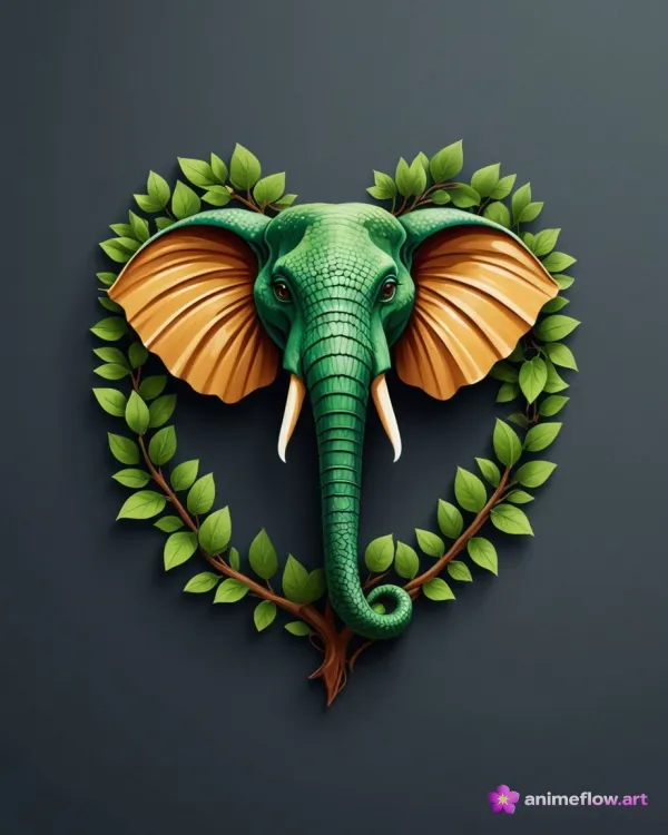 Whimsical Green Elephant