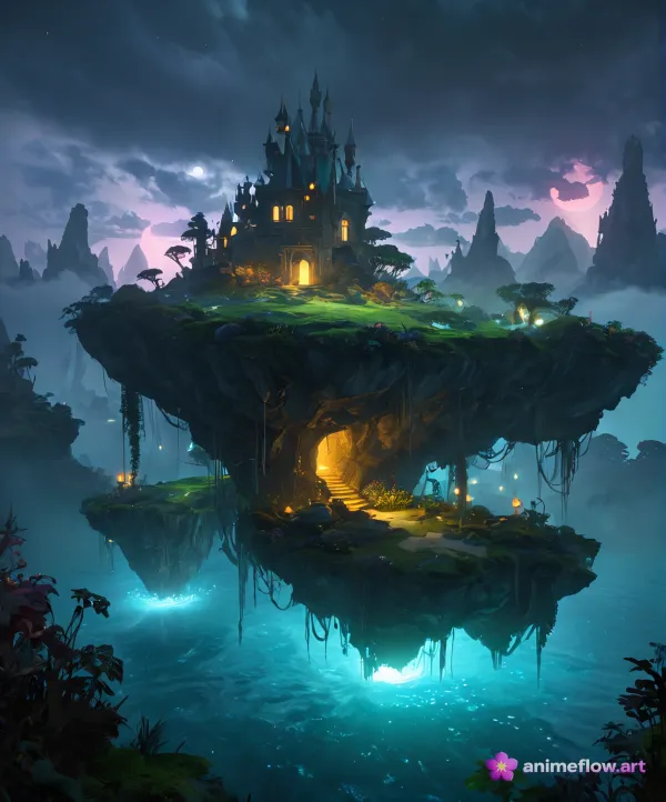 Mystical Floating Castle Night