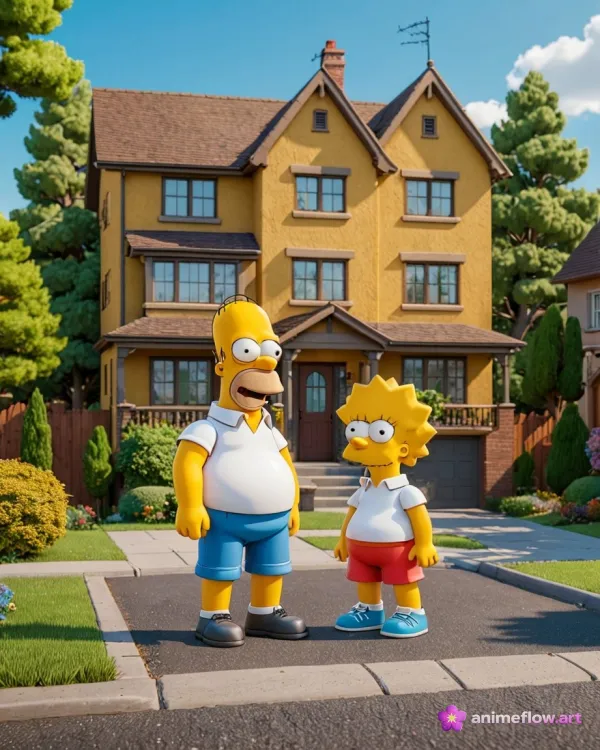 Cheerful Simpsons 3D Scene