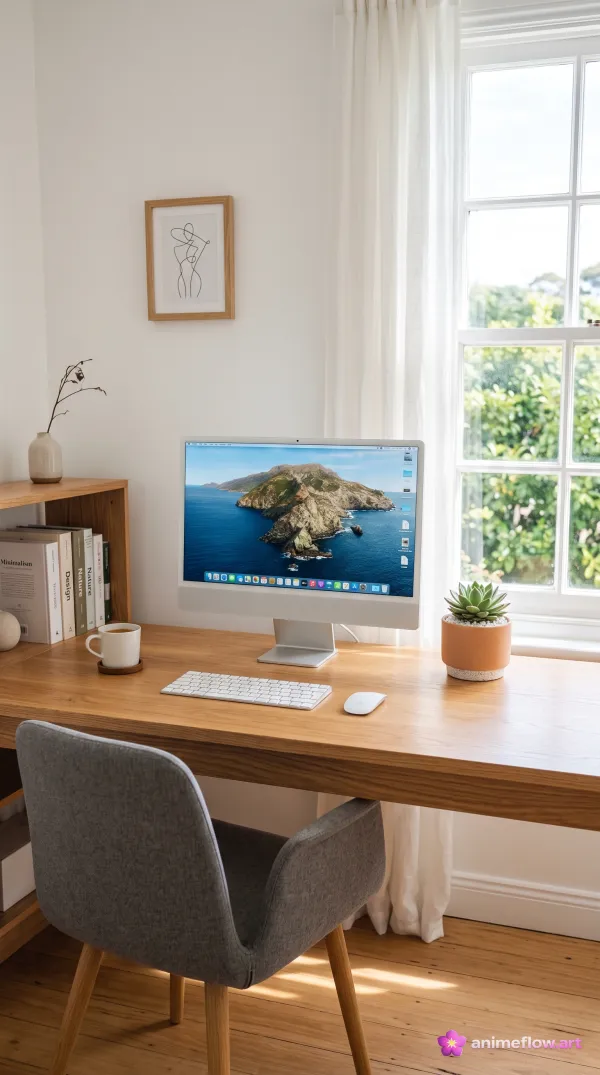 Sunlit Minimalist Workspace