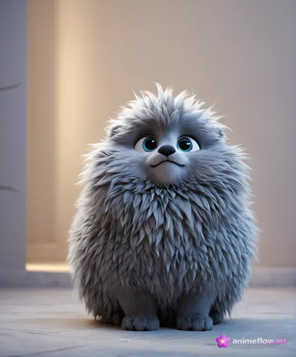 Whimsical Gray Fluffball Charm