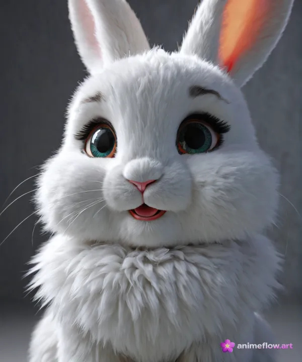 Playful White Rabbit Charm