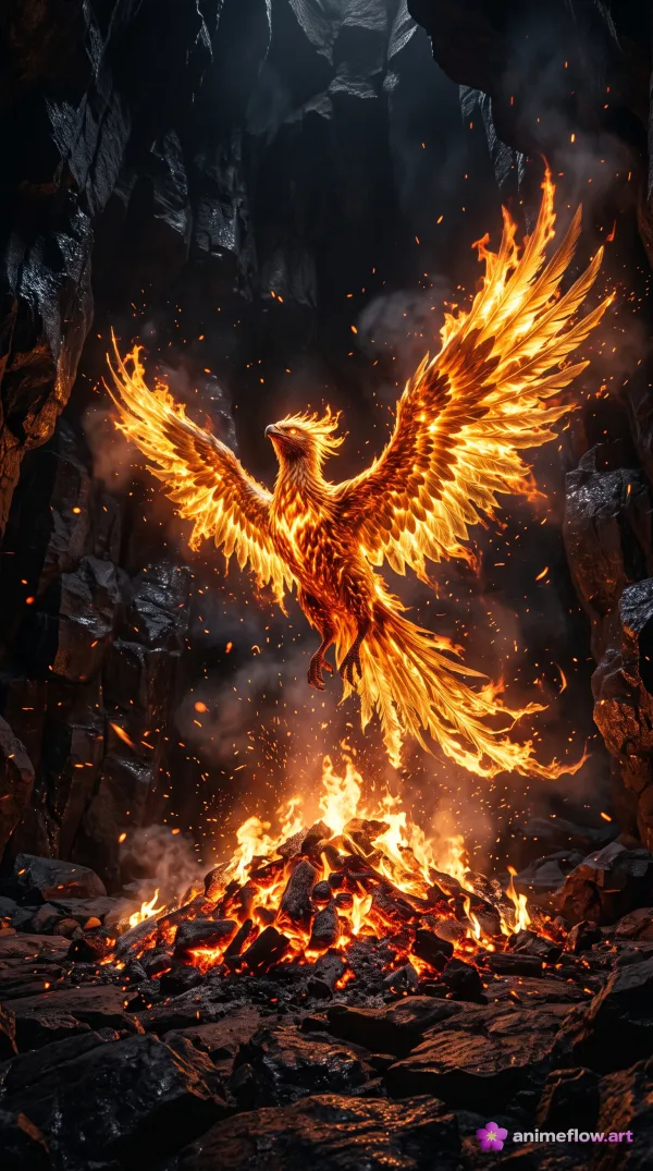 Phoenix Rising In Ember Glow