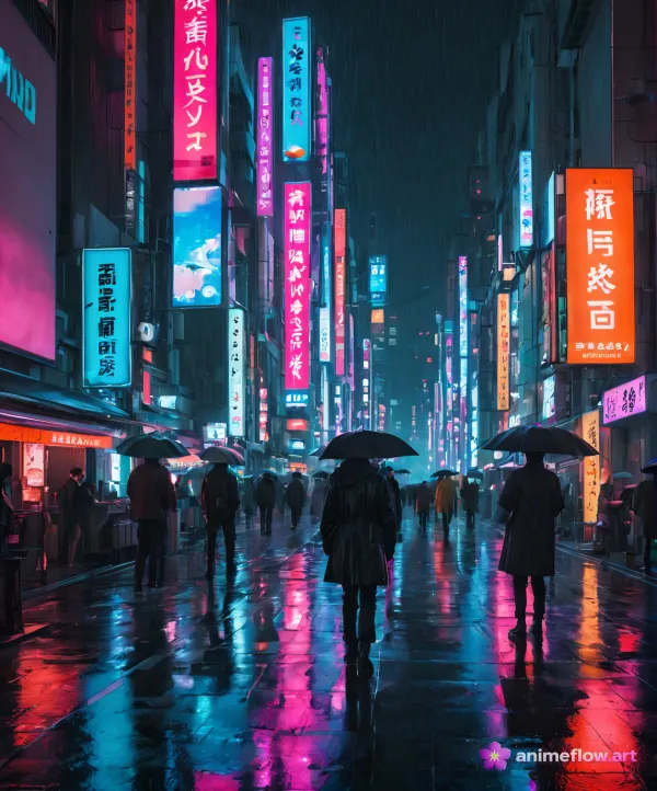 Neon Rain Walk