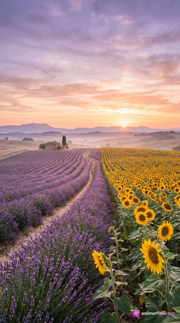 Golden Hour Lavender & Sunflowers