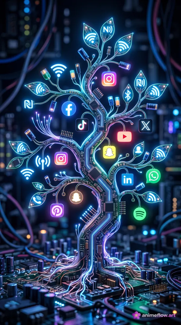 Neon Circuit Blossom