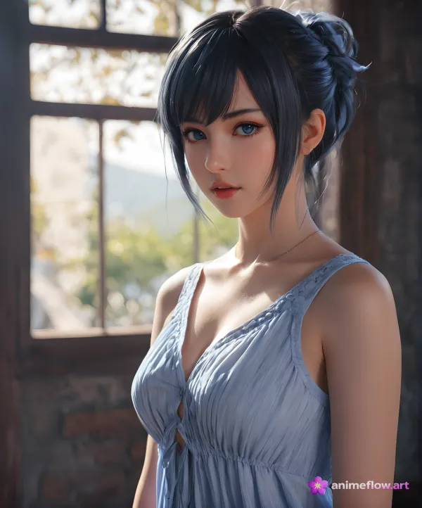 Serene Blue-Eyed Anime Muse