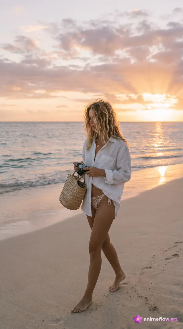 Golden Hour Beach Stroll