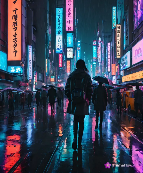 Neon Rain Walk
