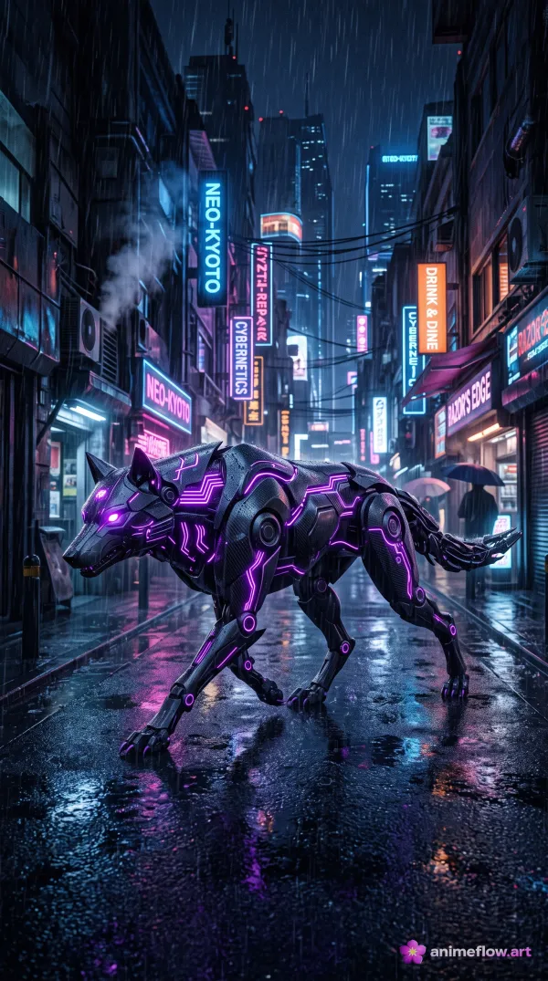 Neon Circuit Wolf