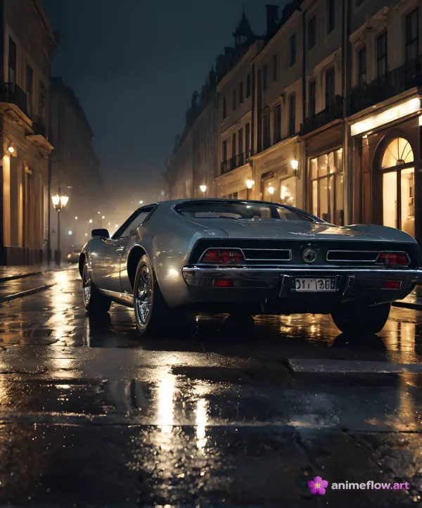 Silver Ghost On Wet Cobblestones