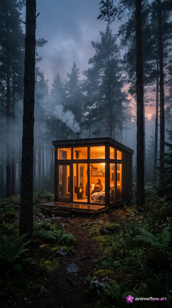 Glass Cabin Twilight Glow