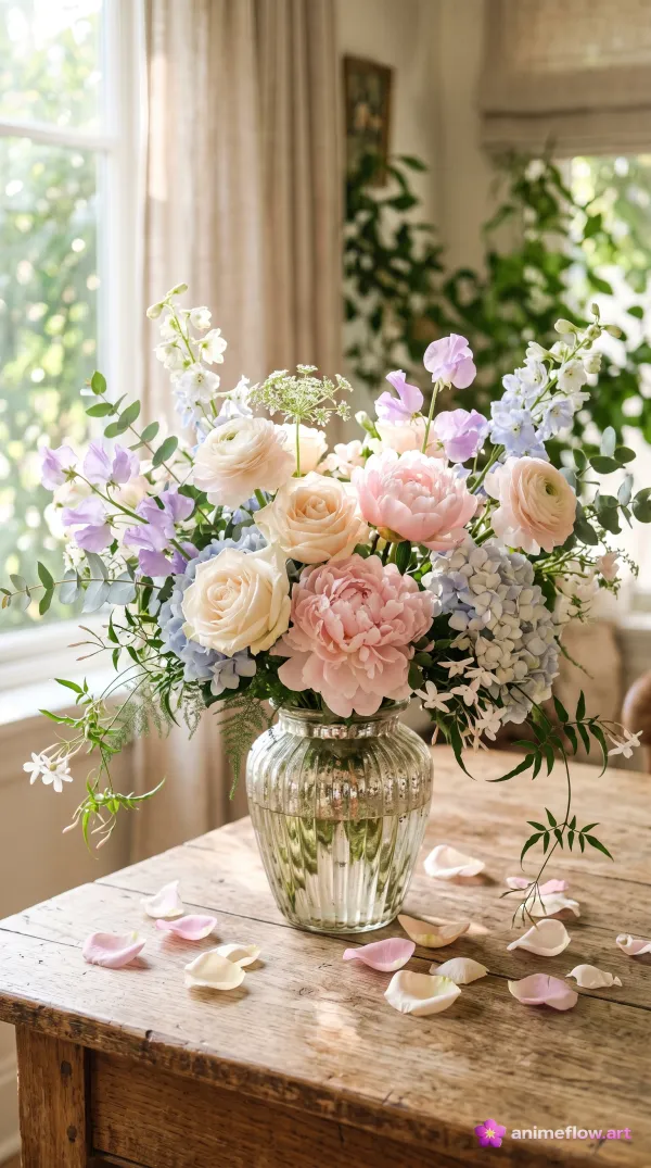 Pastel Blooms In Glass