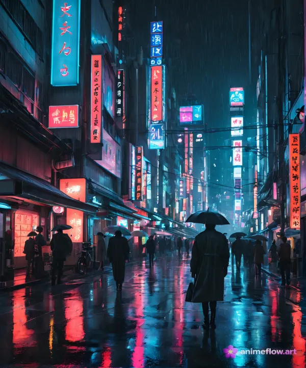 Neon Rain Stroll