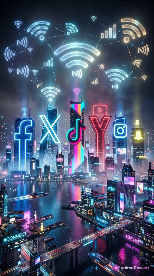 Neon Social Skyline